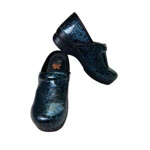Dansko XP Clogs Blue Moon Blue Black Women's Sz 36 Slip On Leather Arch Support